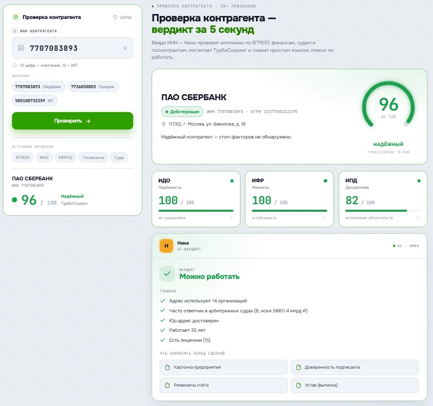 Полный отчёт проверки по ИНН